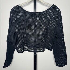 Zara Knit Black Mesh Crop Top - Size Small